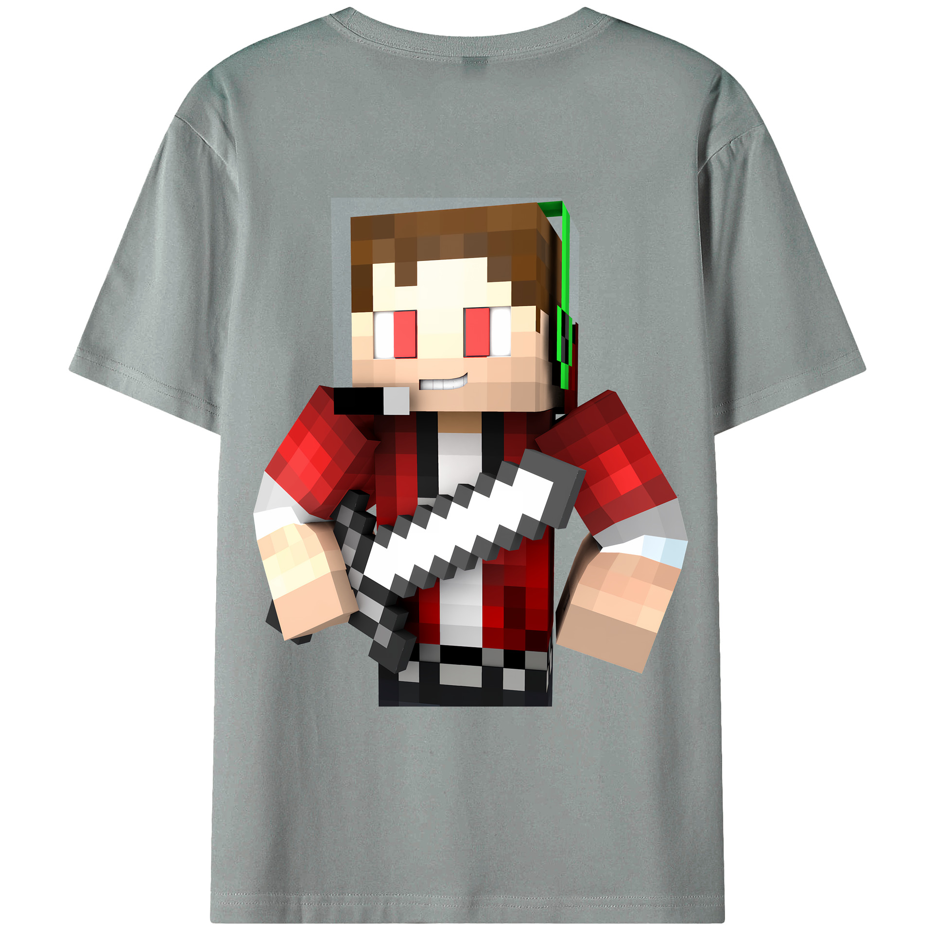 （画像用） マインクラフト ブロックの世界 Minecraft MC Block world 綿100％ メンズ半袖Tシャツ（バックプリント） 通気性